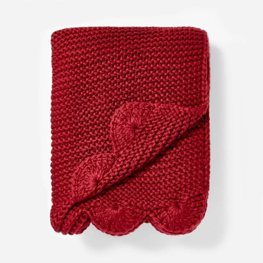 Knit‎ Scalloped Edge Throw Blanket Red - Threshold Studio McGee, Christmas 2024